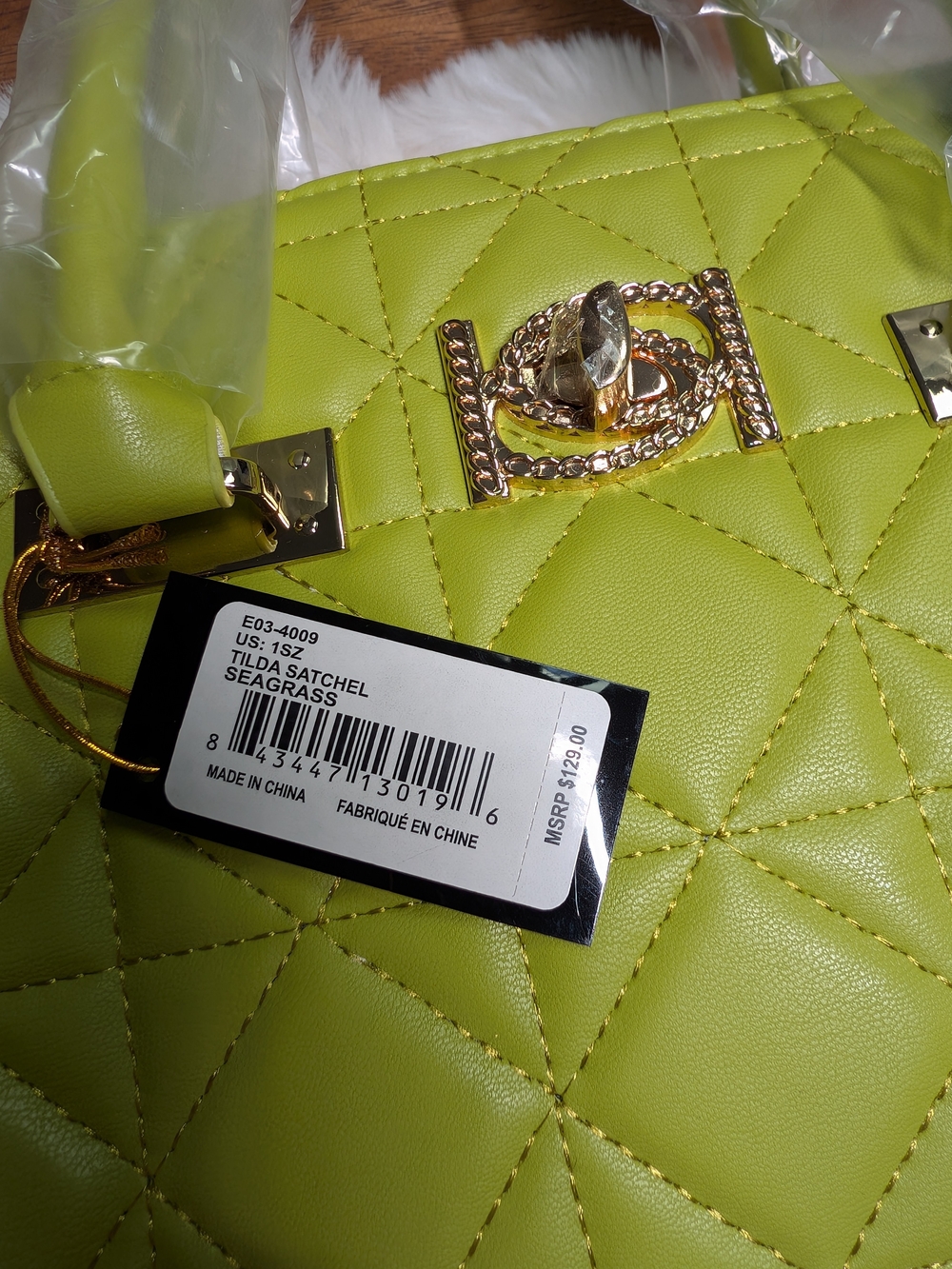 H-134 bebe Tilda Quilted Satchel Handbag – Seagrass Green NWT - Picture 9 of 9